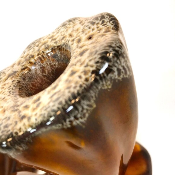 Anna Van Briggle Pottery Brown Drip Horn Cornucopia Candle Holder Pair RARE VTG - Picture 7 of 11